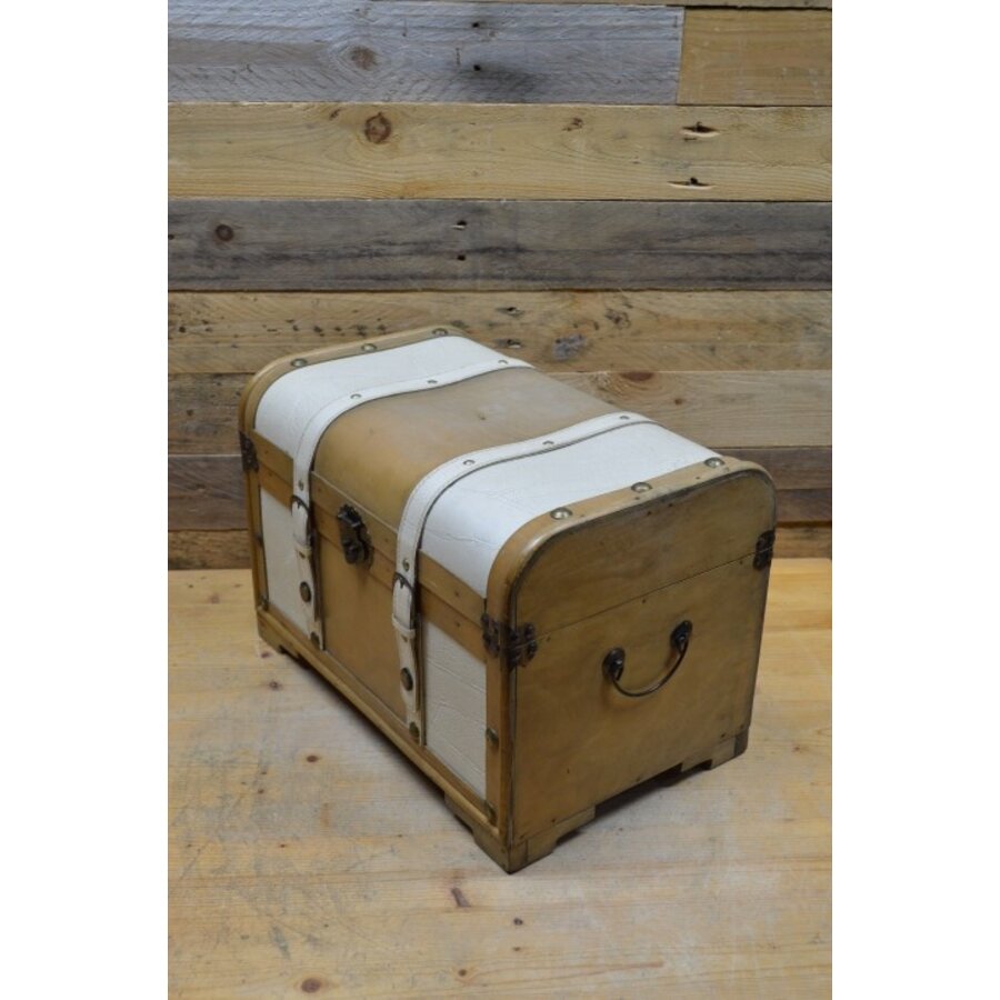 Koffer voor decoratie hout met leer-2
