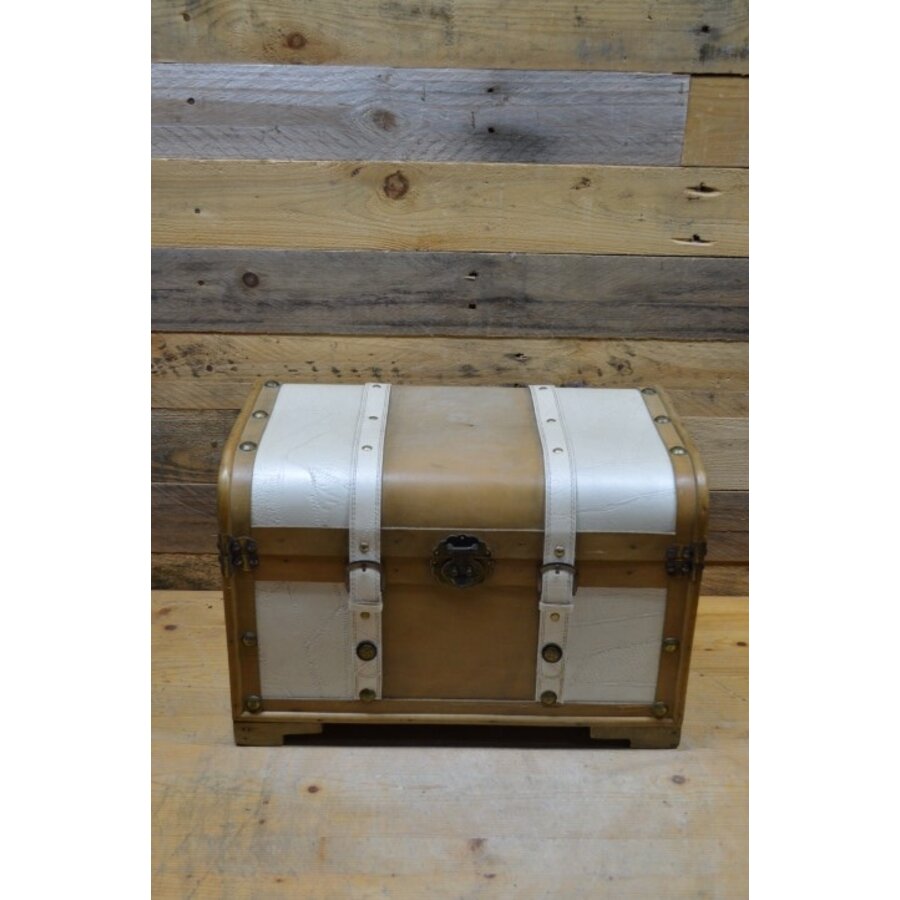 Koffer voor decoratie hout met leer-3