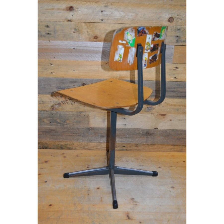 Schoolstoeltje retro verstelbare rugleuning kinderstoel-8