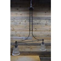 thumb-Hanglamp met 2 glazen kappen en verstelbaar-2