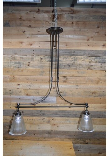 Hanglamp met 2 glazen kappen en verstelbaar 