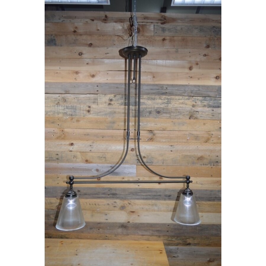 Hanglamp met 2 glazen kappen en verstelbaar-1