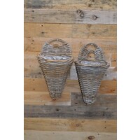 thumb-Set van 2 rotan hangmandjes trechtervorm plantenmandjes-2