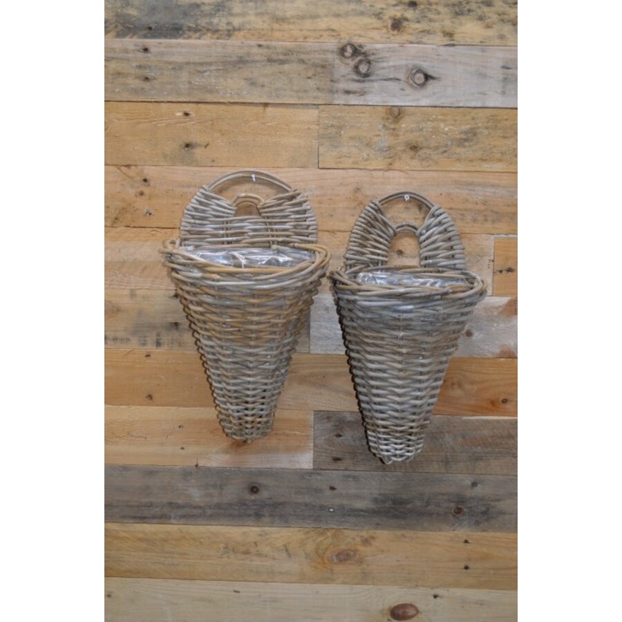 Set van 2 rotan hangmandjes trechtervorm plantenmandjes-2