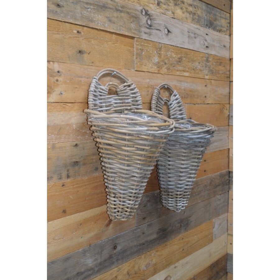 Set van 2 rotan hangmandjes trechtervorm plantenmandjes-3