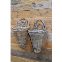 thumb-Set van 2 rotan hangmandjes trechtervorm plantenmandjes-1