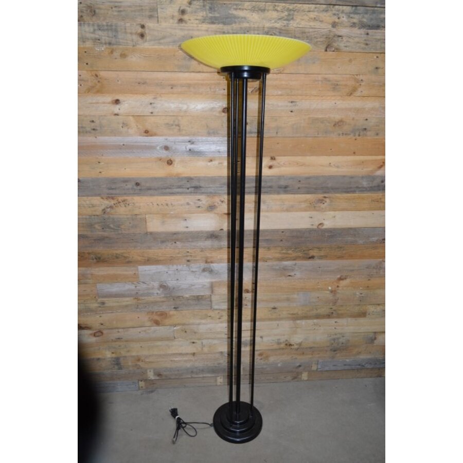 Staande design vloerlamp uplight zwart met glazen kap-1