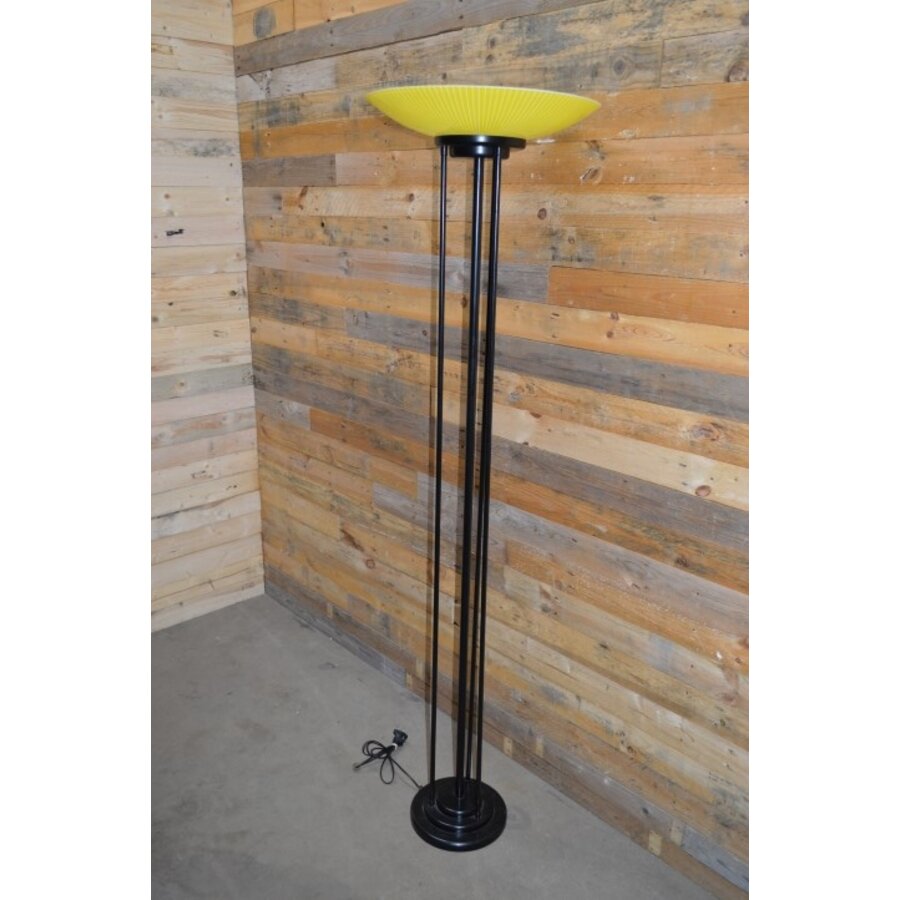 Staande design vloerlamp uplight zwart met glazen kap-6