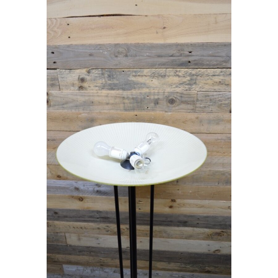 Staande design vloerlamp uplight zwart met glazen kap-7