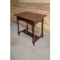 thumb-Antiek eiken tafeltje met gedraaide poten sidetable-1