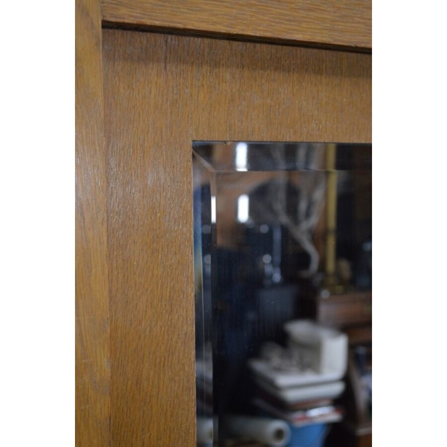 Art Deco eiken kledingkast met spiegeldeur jaren 30-4
