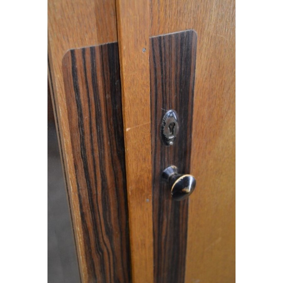 Art Deco eiken kledingkast met spiegeldeur jaren 30-6