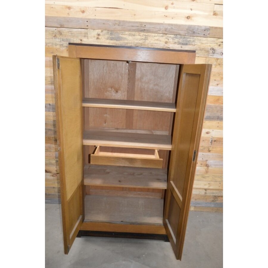 Art Deco eiken kledingkast met spiegeldeur jaren 30-9