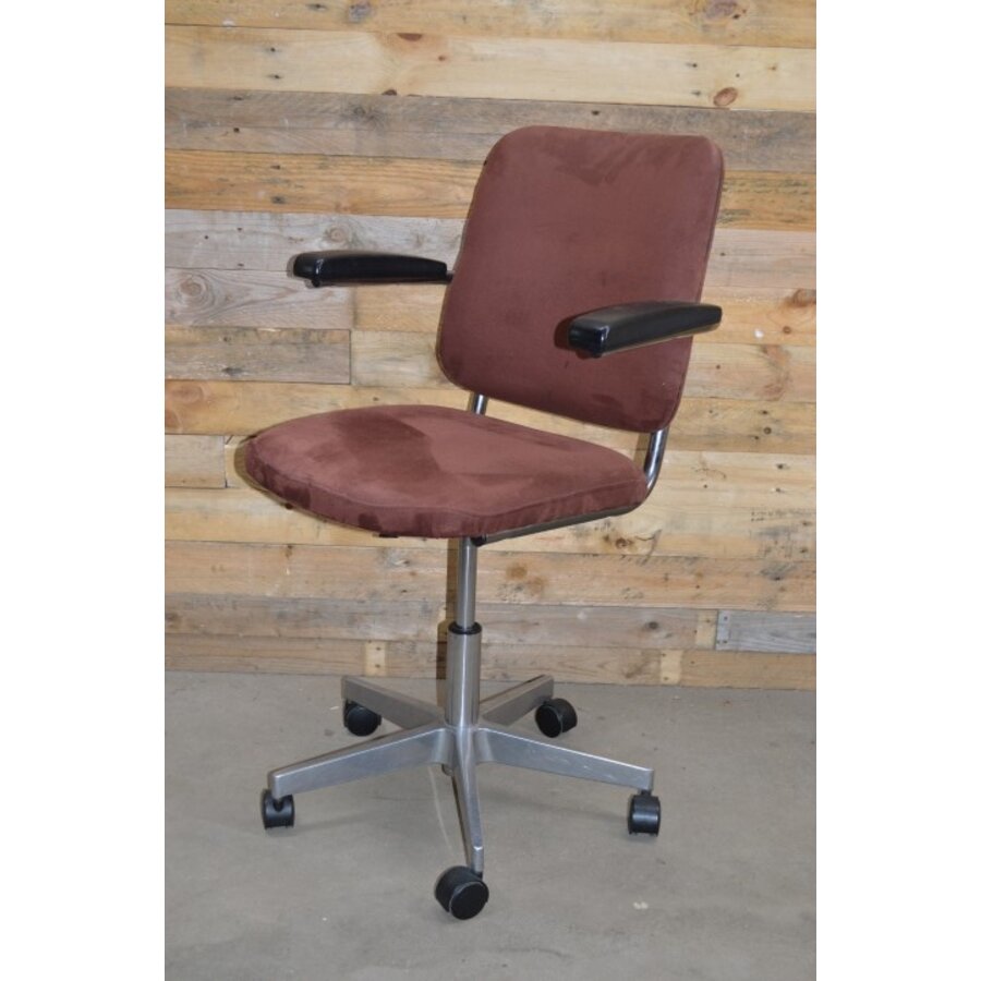 Retro bureaustoel jaren 70 buizenframe chroom verstelbaar-5
