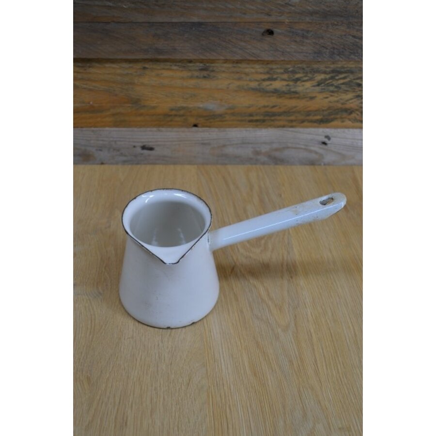 Emaille gietkannetje wit retro melkkan plantenpot-1