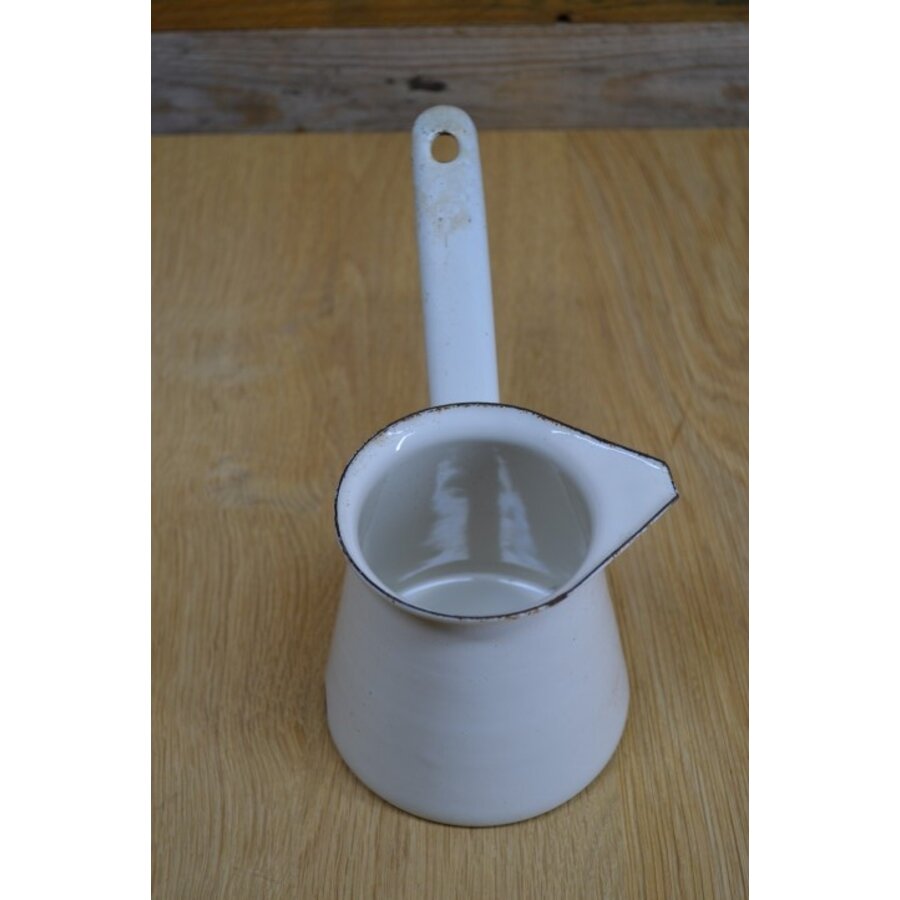 Emaille gietkannetje wit retro melkkan plantenpot-2