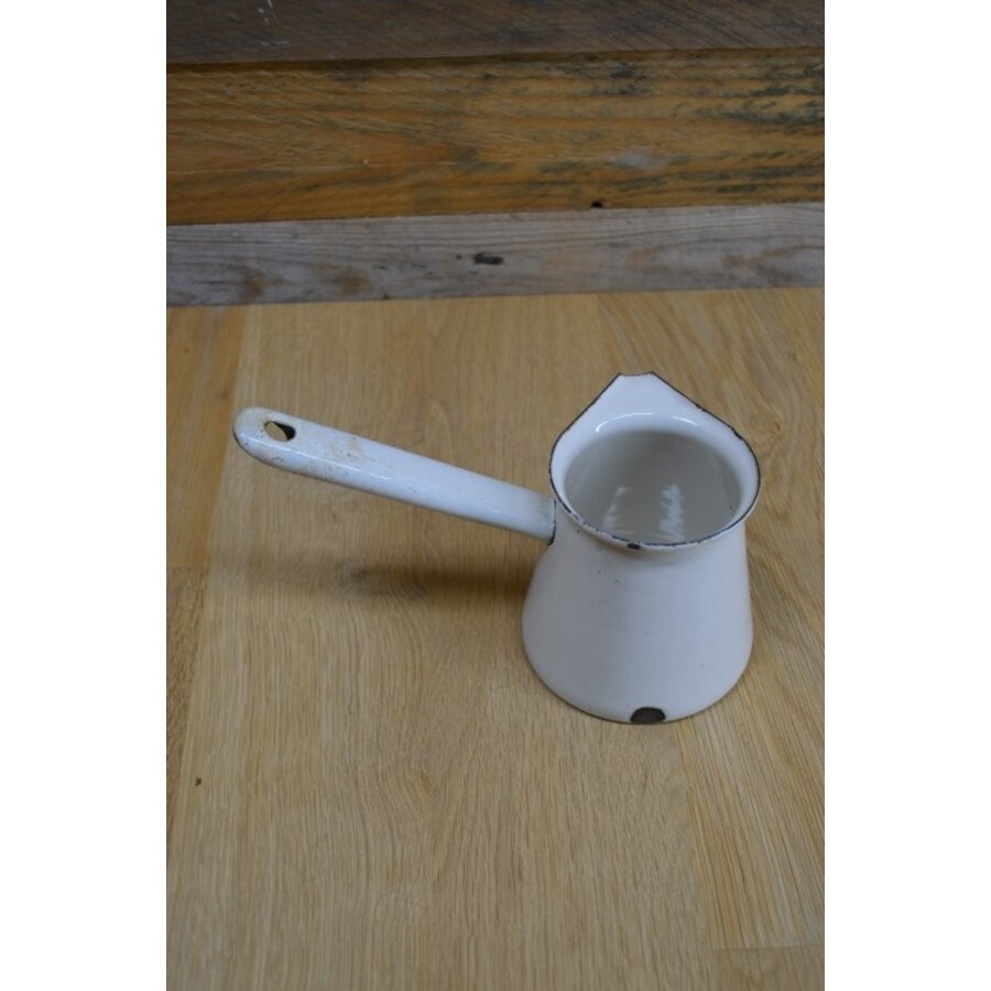 Emaille gietkannetje wit retro melkkan plantenpot-3