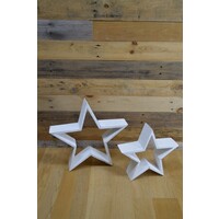 thumb-Set van 2 houten sterren wit hang- en staand decoratie-1