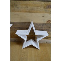 thumb-Set van 2 houten sterren wit hang- en staand decoratie-3