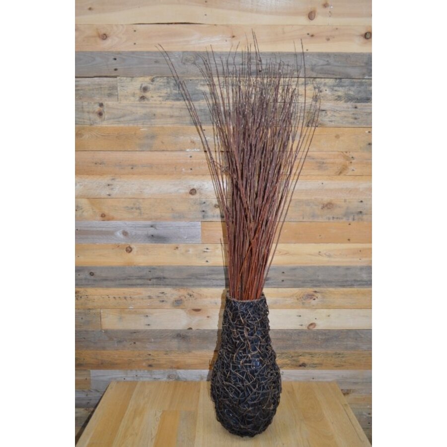 Gevlochten wilgen vaas met decoratieve takken-3