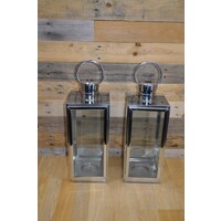 thumb-Windlichten van RVS met glas set van 2-1