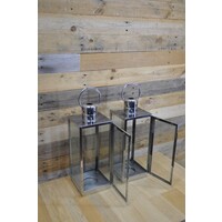 thumb-Windlichten van RVS met glas set van 2-2