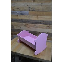 thumb-Vintage roze poppenbedje houten wiegje decoratief-5