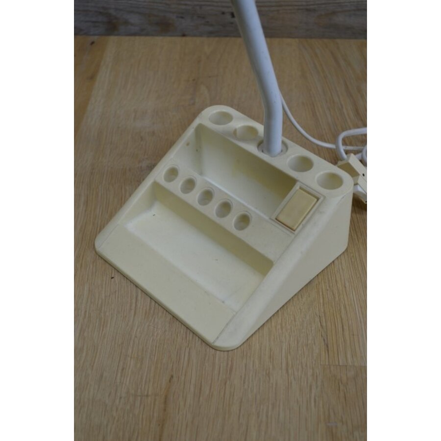 Vintage Space Age bureaulamp zwanenhals met pennenhouder-2