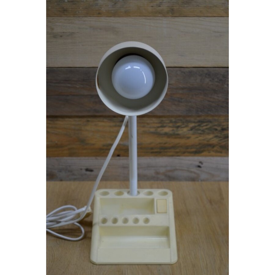 Vintage Space Age bureaulamp zwanenhals met pennenhouder-6