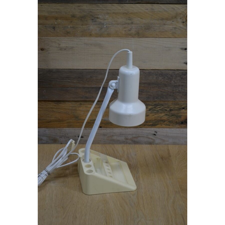 Vintage Space Age bureaulamp zwanenhals met pennenhouder-8