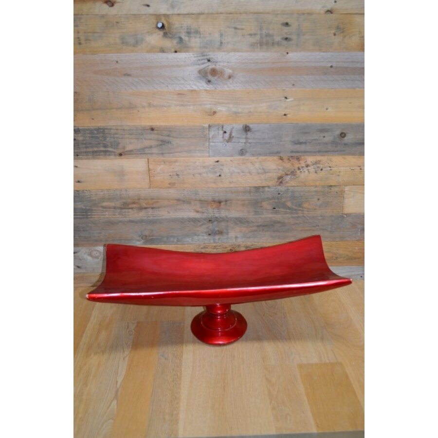 Japanse design schaal op poot rood metallic fruitschaal-2