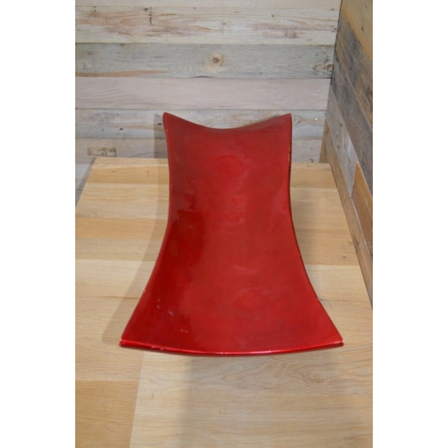 Japanse design schaal op poot rood metallic fruitschaal-4