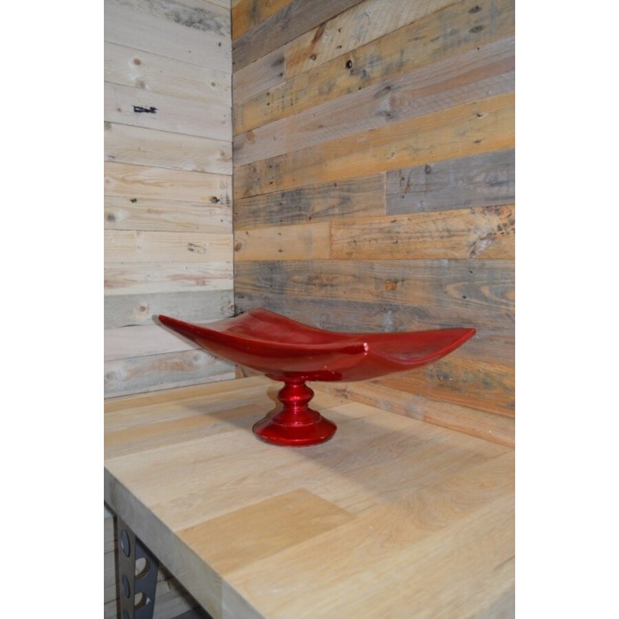 Japanse design schaal op poot rood metallic fruitschaal-1