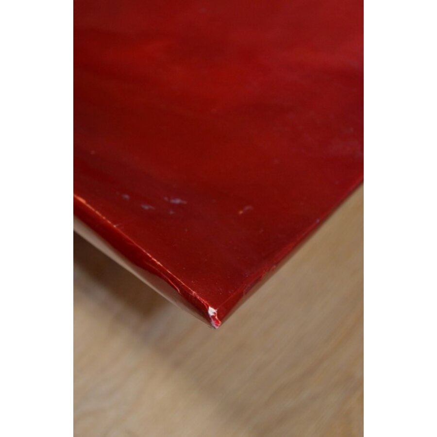 Japanse design schaal op poot rood metallic fruitschaal-5
