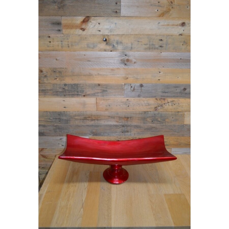 Japanse design schaal op poot rood metallic fruitschaal-7