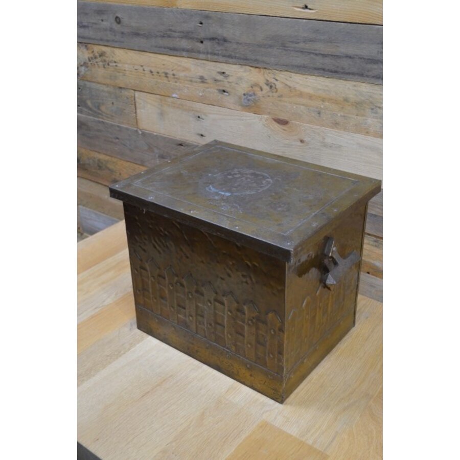 Antieke koperen kolentrommel ca 1900 Arts and Crafts-1