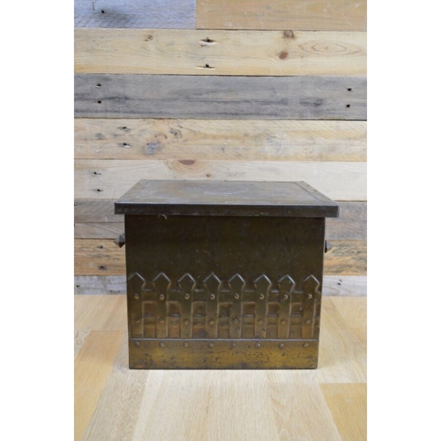 Antieke koperen kolentrommel ca 1900 Arts and Crafts-3