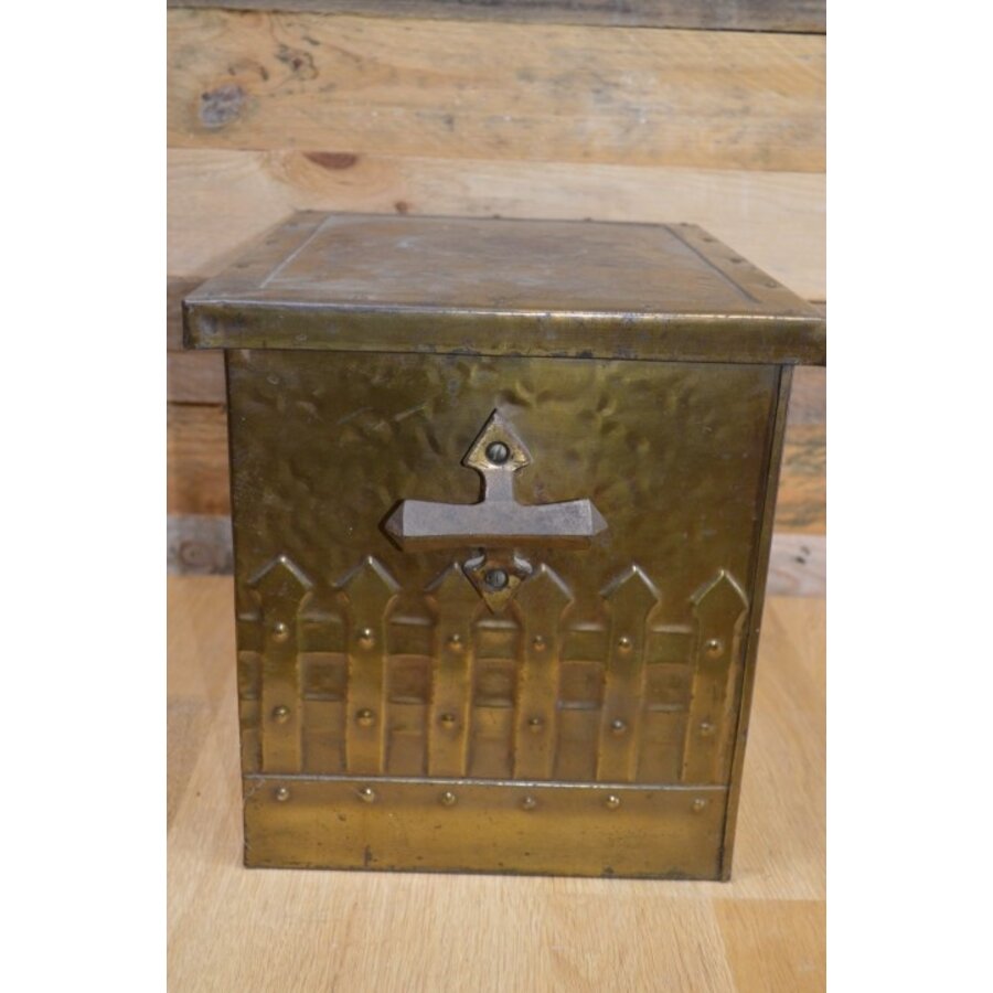 Antieke koperen kolentrommel ca 1900 Arts and Crafts-5