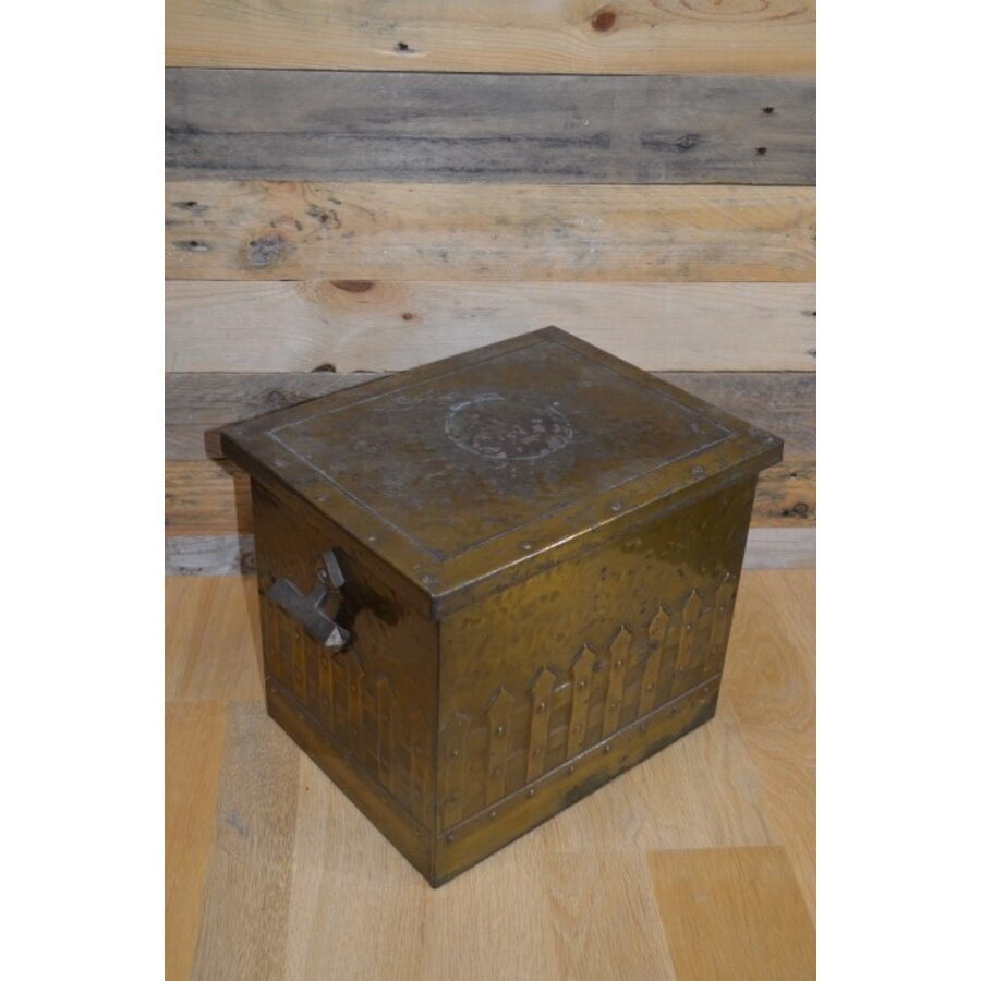 Antieke koperen kolentrommel ca 1900 Arts and Crafts-2