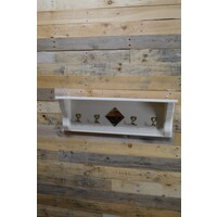 thumb-Creme kleurige grenen wandkapstok met hoedenplank en 4 dubbele haken-2