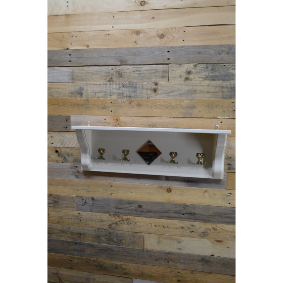 Wandkapstok grenen hout in creme kleur-2