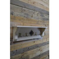 thumb-Creme kleurige grenen wandkapstok met hoedenplank en 4 dubbele haken-3