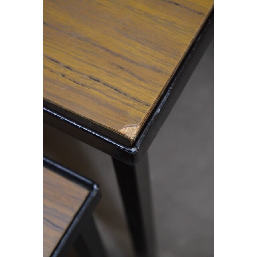 Retro miniset zwart metaal met formika blad-5