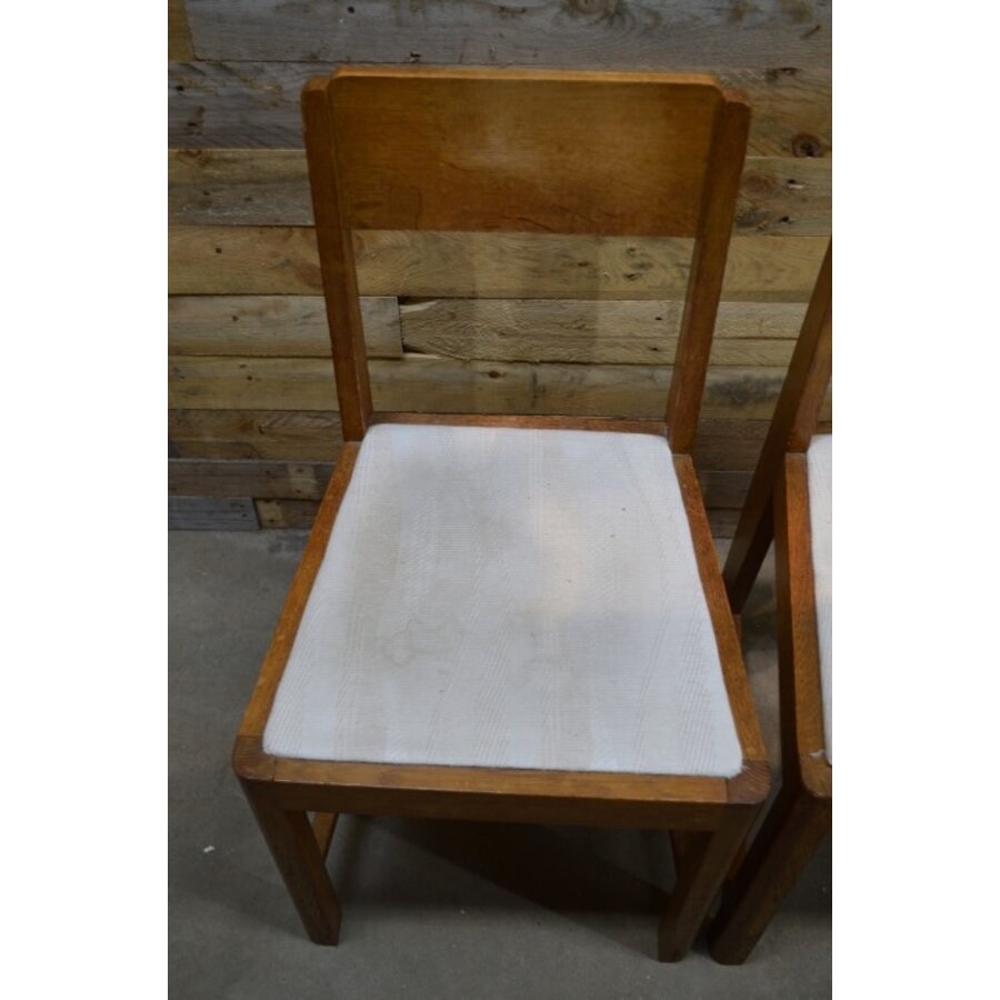 Art Deco eetkamerstoelen set van 2 hout met witte zitting ca. 1930-3
