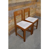 thumb-Art Deco eetkamerstoelen set van 2 hout met witte zitting ca. 1930-4