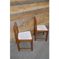 thumb-Art Deco eetkamerstoelen set van 2 hout met witte zitting ca. 1930-5