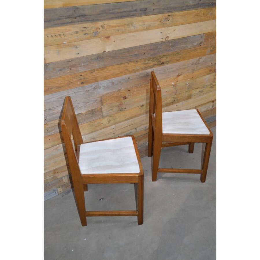 Art Deco eetkamerstoelen set van 2 hout met witte zitting ca. 1930-5