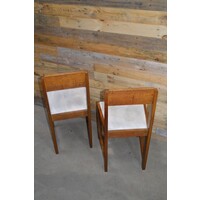 thumb-Art Deco eetkamerstoelen set van 2 hout met witte zitting ca. 1930-6