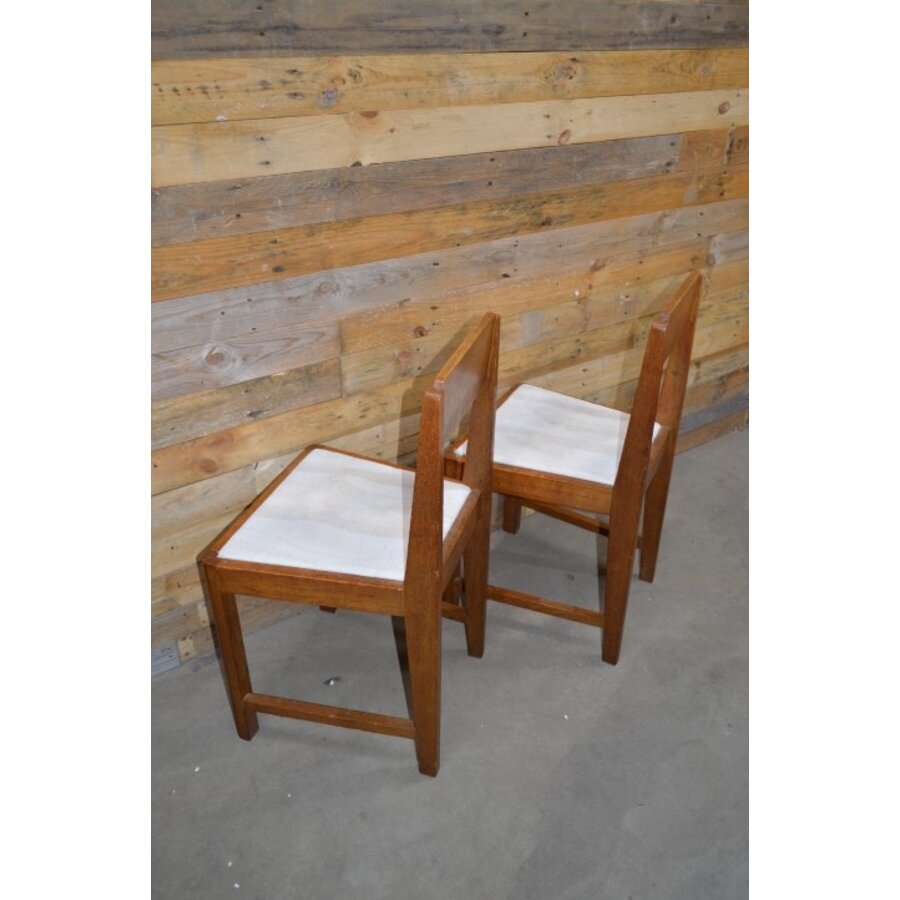 Art Deco eetkamerstoelen set van 2 hout met witte zitting ca. 1930-7