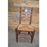 thumb-Oud eiken knopstoel met biezen mat-2